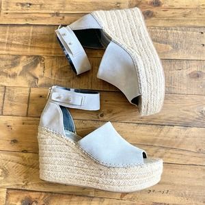DOLCE VITA Straw Espadrille Sandal Smoke Grey
